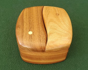 Ying and Yang Maple and Walnut Box with Swinging Lids