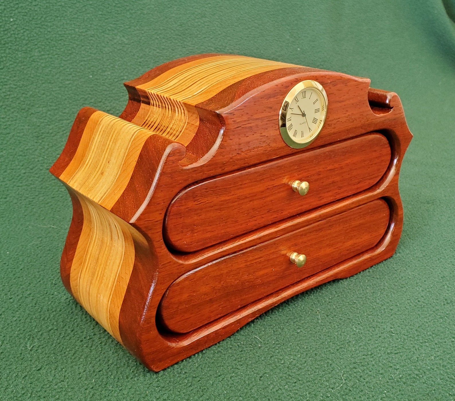 Baltische Birke und Padauk Zwei Schubladen Säge Box mit Uhr | Etsy