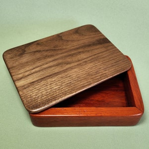 Padauk and Walnut Box with Removable Lid