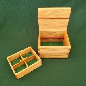 Oak with Purple Heart Stripe Accents Box with Tray