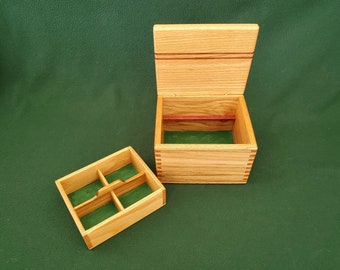 Oak with Purple Heart Stripe Accents Box with Tray