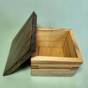 Walnut and Myrtle Wood Box with Walnut Accents and Removable Lid