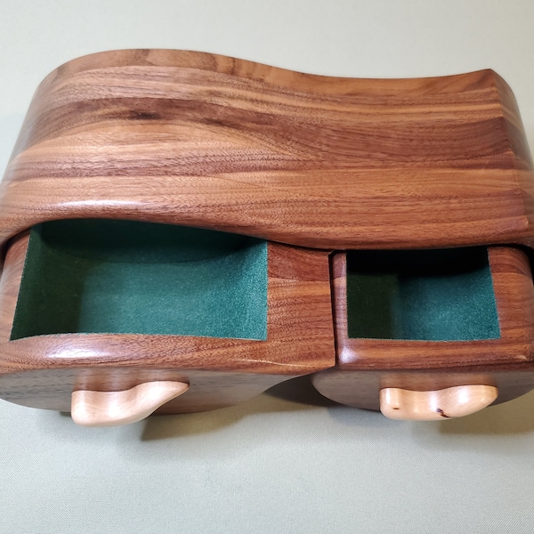 Walnut Bandsaw Box with Maple Handles and Two Drawers