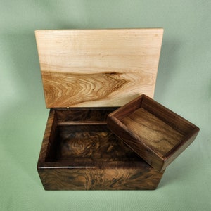 Birdseye Maple and Claro Walnut Box with Sliding Tray