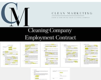 Cleaning Business Employment Contract, Professional Employment Document for Cleaning Services, Cleaning Company Employee Contract, Maid Form