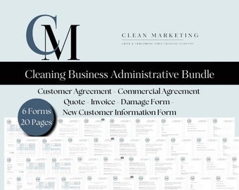 Cleaning Business Forms Bundle, Cleaning Service Agreement, Commercial Cleaning Agreement, Cleaning Company Invoice, Cleaning Business Quote