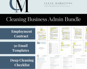 Cleaning Business Bundle, Email Templates, Employee Contract and Deep Cleaning Checklist, Cleaning Services Digital Product Bundle, Maids.