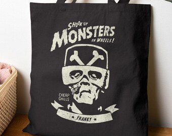 Frankenstein Monster, Biker, Cotton Canvas Tote Bag