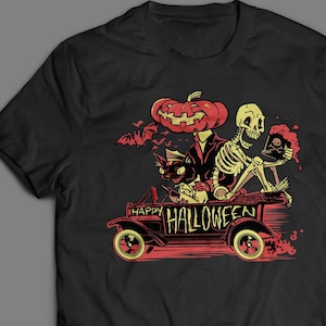 Halloween Hot Rod Gang-uniseks T-shirt met korte mouw