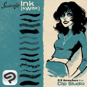 Gritty Brushes for Inking in CSP Clip Studio Paint, Shadowplay Ink and Wax
