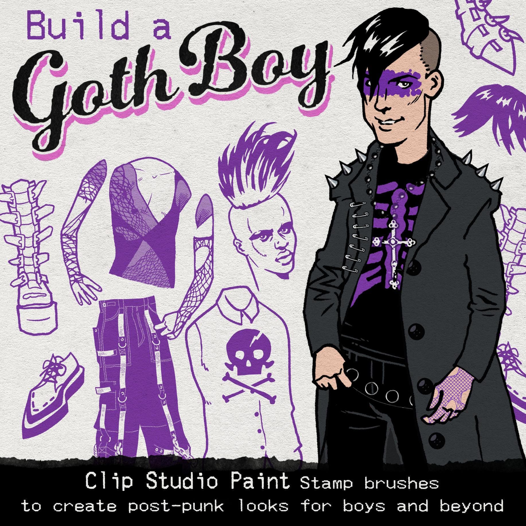 Build a Goth Boy - Clip Studio Paint Brushes (CSP) for Gothic ...