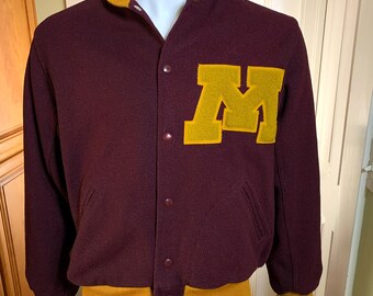 Vintage 1960s Minnesota Gophers Varsity Jacket U of M, Sz 44, VTG College