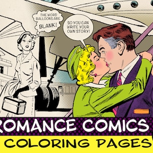 50 Vintage Romance Comic-book Coloring Pages