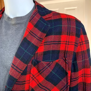 Vintage  Pendleton Red Plaid, Large Topster Wool Jacket Blazer, 60s