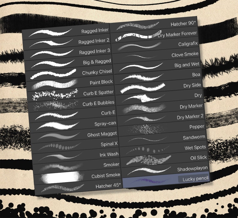 Gritty Brushes for Inking in CSP Clip Studio Paint, Shadowplay Ink and