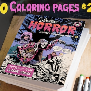 55 Vintage Horror Comic Digital Adult Pages to Color