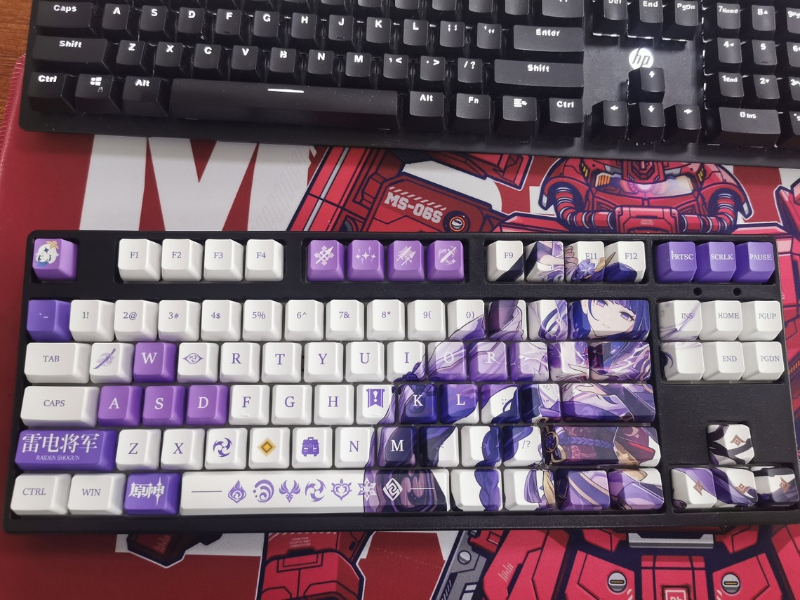 Raiden Shogun Theme Keycap Set Genshin Impact Series Pbt Etsy