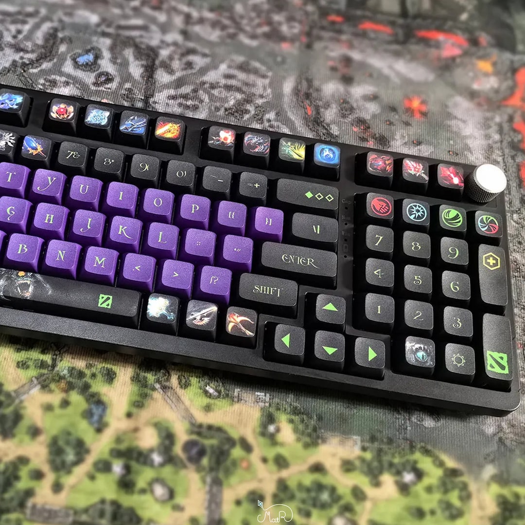 Dota 2 Keycap Set, Dota 2 PBT 119 Keys Set for Mechanical Keyboard XDA