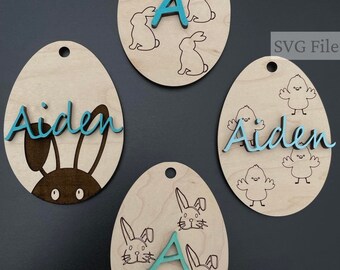 Easter Basket Tags Svg| Easter Name Tags Svg | Wood Easter Tag | Custom Easter Tags | Personalized Easter Tag | Easter Animals