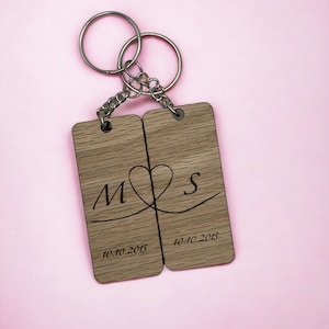 Couple Heart Keychain Laser Cut File, Valentine&#39;s Day svg, Valentine&#39;s Day keychain set svg, glowforge laser file
