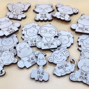Animal Pocket Hug SVG Bundle: Laser Cut Positivity Tokens (Digital Download)