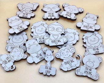 Animal Pocket Hug SVG Bundle: Laser Cut Tokens (Digital Download)