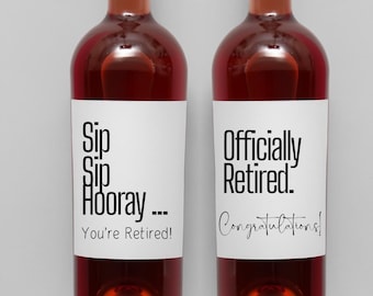 Retirement wine or champagne labels, printable