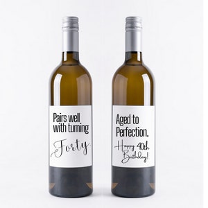 40th Birthday Wine Labels: Minimalist Printable (PDF & SVG)