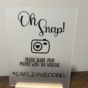 Wedding Hashtag Sign: Oh Snap Photo Sharing (Digital Download, SVG, PNG, PDF Canva Template)