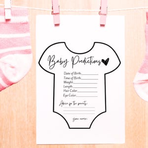 Jeu de pronostics et de conseils pour bébé. Combinaison de baby shower, activité de baby shower imprimable, jeu de fête de bébé, baby shower de bébé à faire soi-même ou saupoudrer, png, pdf
