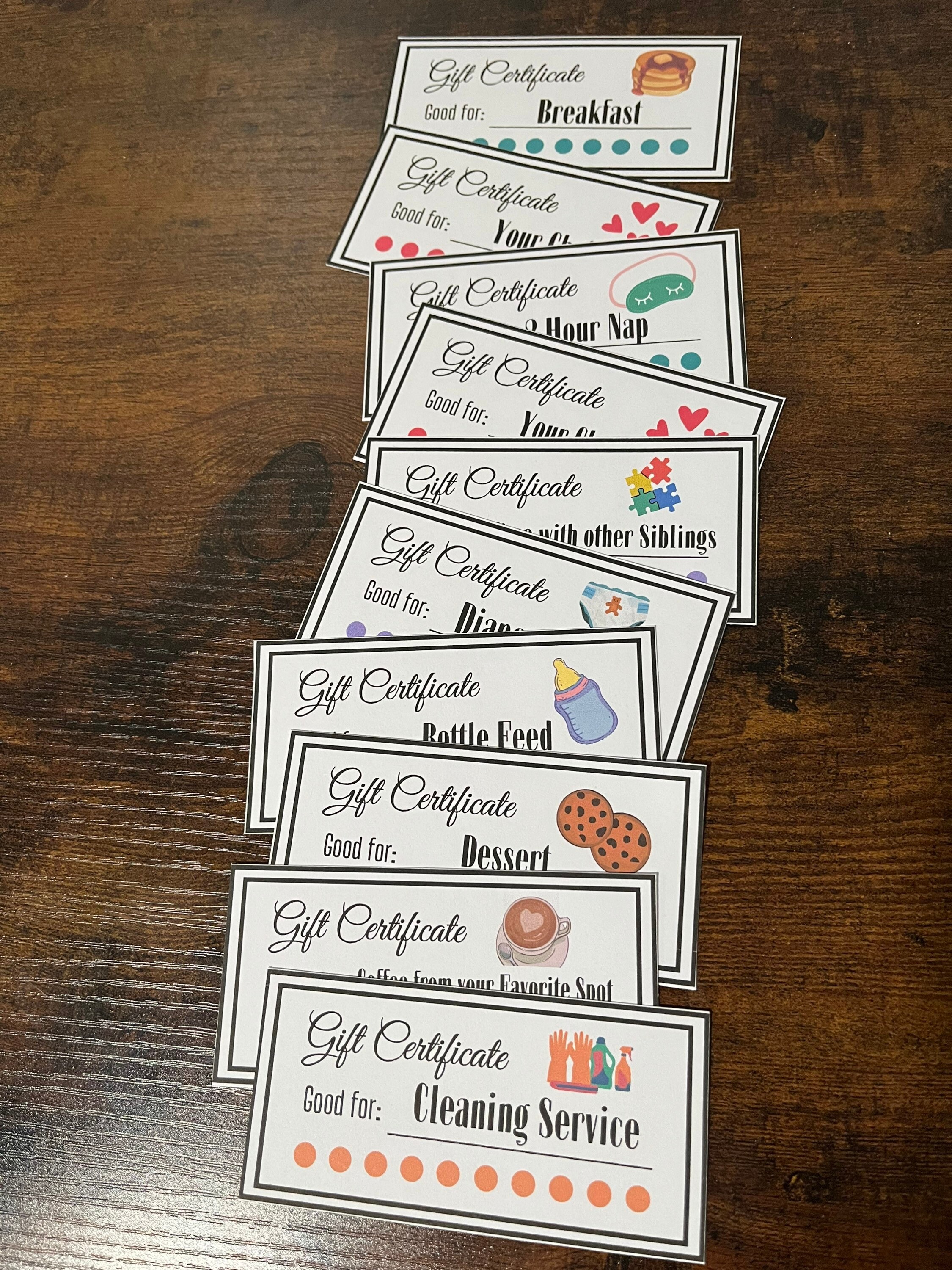 Printable New Parent Gift Coupons or Baby Shower Gift - Etsy