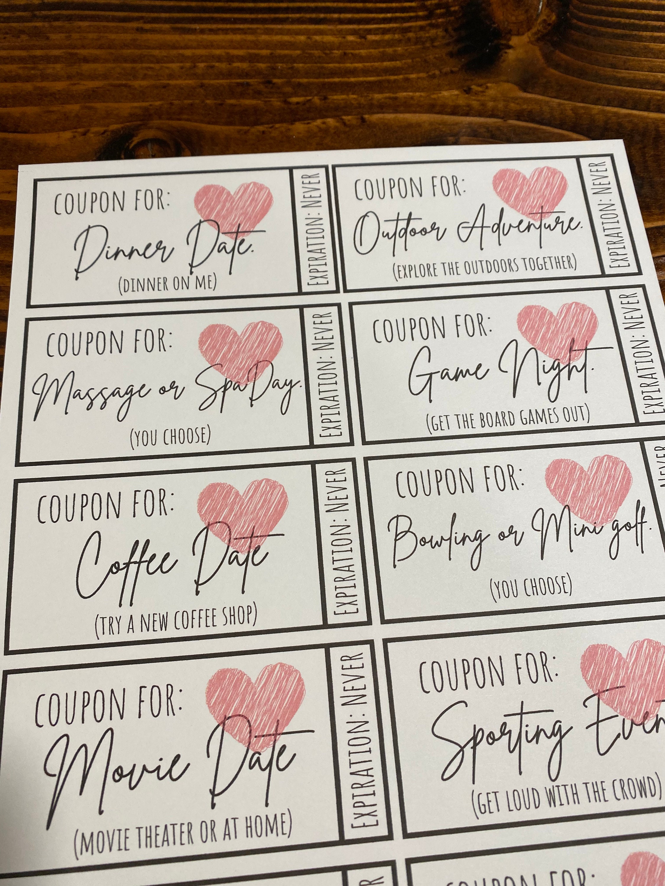 20 Date Coupons: Printable. Instant Download. Gift for - Etsy