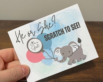 Baby gender reveal scratch off, digital download, baby announcement