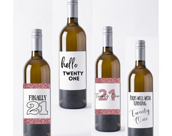 21st Birthday Wine Labels: Printable Party Decor (PDF)