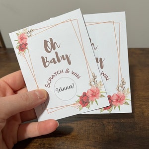 Baby shower à gratter, téléchargement numérique, Oh baby, jeu de baby shower, à gratter et à gagner, jeu pour les invités de baby shower, non sexiste, pdf