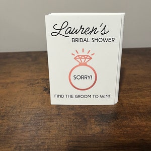 Jeu de douche nuptiale, trouvez le jeu à gratter du marié, modifiable, imprimable, bague à gratter. Jeu de douche nuptiale personnalisé, prix de douche de mariage