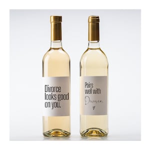 Wijn- of champagneetiketten voor scheiding, bedrukbaar; direct downloaden. Echtscheidingscadeau, haal me op. Minimalistisch. Svg-pdf-bestanden, 2 formaten, 2 ontwerpen