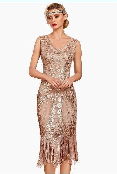 Rose gold top 1920s dress