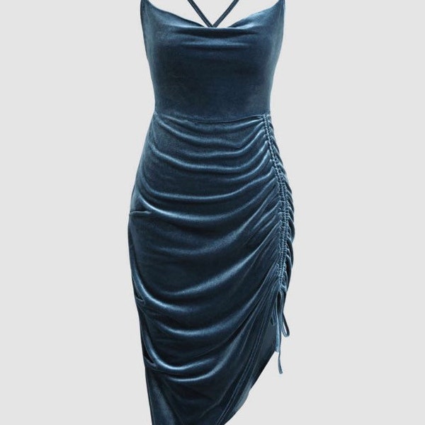 Blue Velvet Dress Etsy