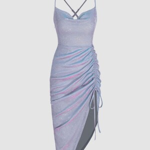 1940s Style Lavender Iridescent Glitter Wiggle dress- Sizes XS to XL