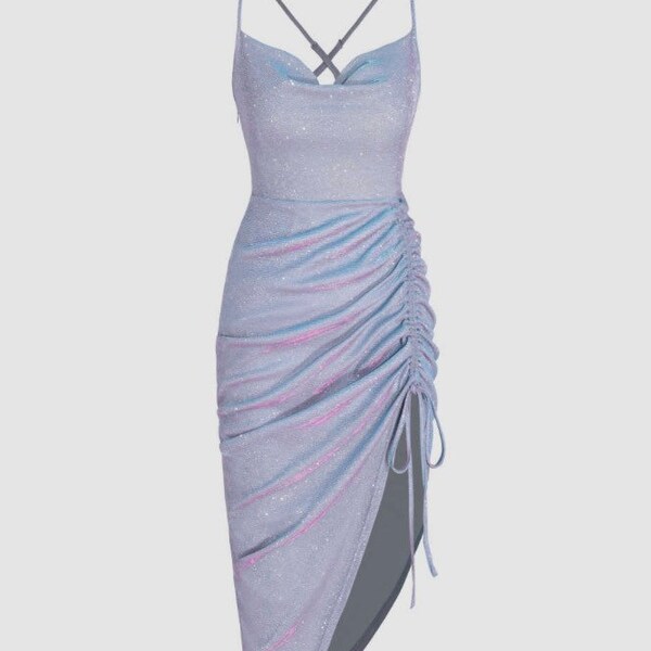 1940s Style Lavender Iridescent Glitter Wiggle dress- Sizes XS to XL