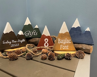 Wooden mountains | Centerpieces | 3 peak | Rustic table numbers | Mountain table numbers | 2 peak | 1 peak | Mountain decor | Mini Mountains