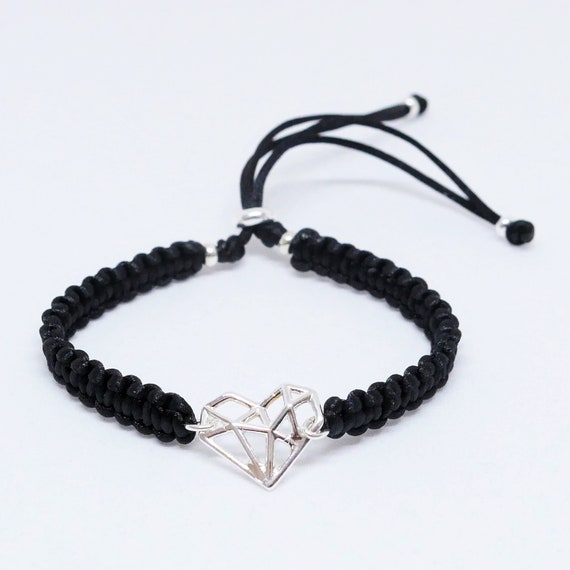 Satin Cord Macramé Bracelet With Sterling Silver Etsy