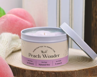 Warm Peach Comfort Candle | All-Natural Soy Wax Candle for Relaxation and Stress Relief | Light Up Your Day Candle