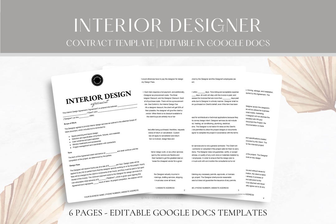 Editable Interior Design Contract Template, Interior Designer Service ...
