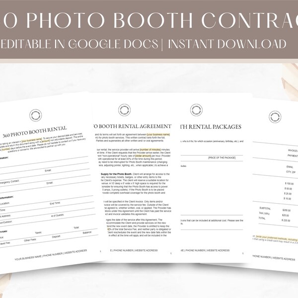 360 Photo Booth Contract Agreement Etsy 360 Photo Booth Contract Agreement Etsy