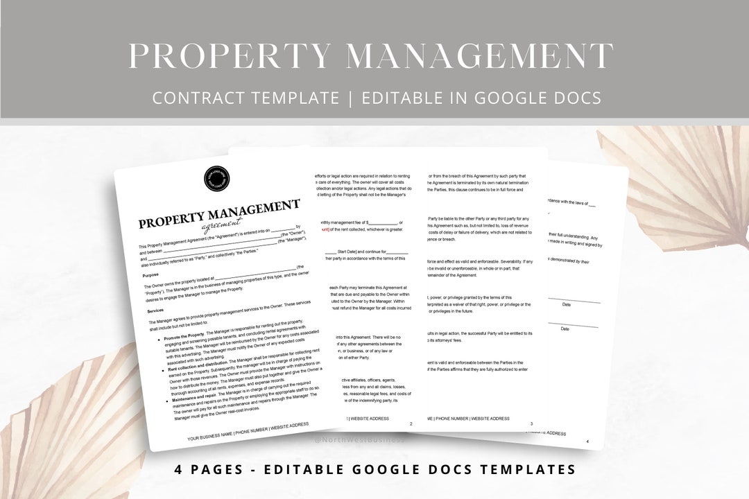 Editable Property Management Contract Template, Real Estate Property ...