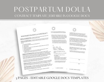 Bearbeitbare Postpartum Doula-Servicevereinbarung, Postpartum Doula-Vertragsvorlage, Doula-Business Forms, Doula Paperwork, bearbeiten in Google Docs