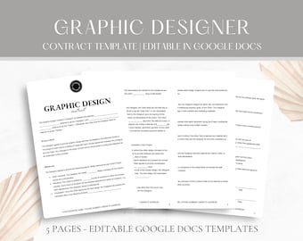 Editable Graphic Design Contract Template, Incl. Intake Form and Invoice, Service Agreement for Freelance Graphic Designers , Google Docs