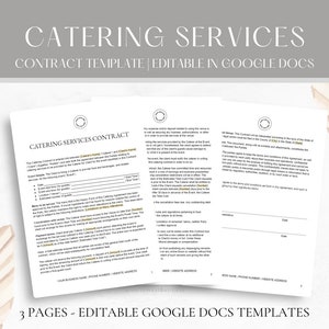 Editable Catering Contract Template, Food Service Contract Template, Simple Catering Service Agreement, Editable in Google Docs
